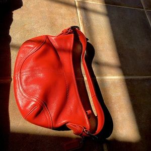 Coach mini red leather hobo purse